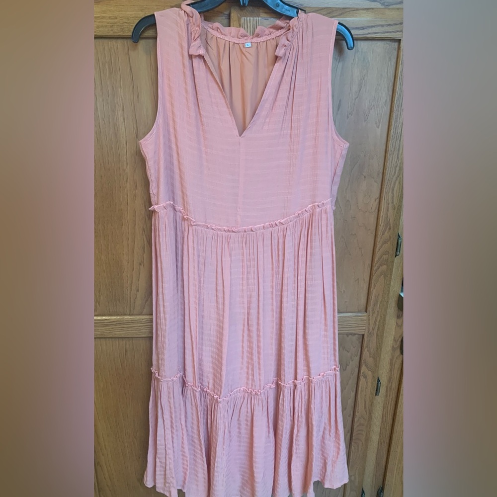 Light Pink Sleeveless Tiered Maxi Dress